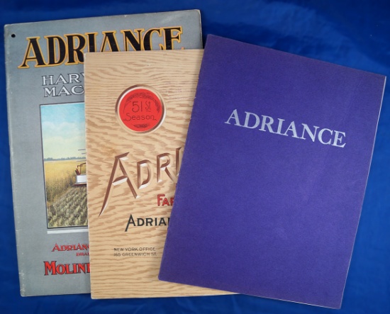 Set of 3 catalogs, Adriance Plow Co, some color