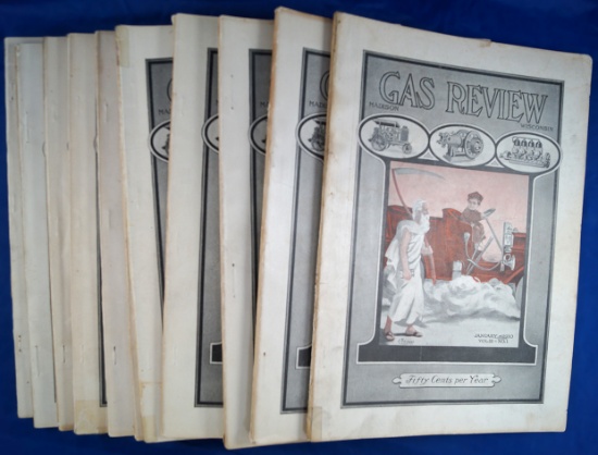 Set of 11, Gas Review, Vol. 3, Jan, Feb, March, April, June, July, Aug, Sept, Oct, Nov 1910