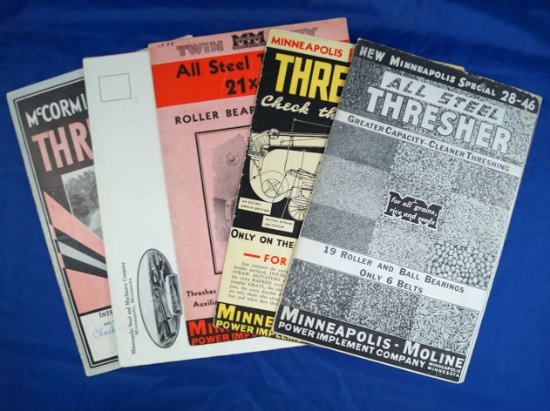 Set of 5 thresher brochures from 1930's:  * See full description.