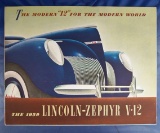 The 1939 Lincoln-Zephyr V-12 fold-out brochure in color