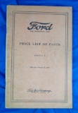 Ford Price List of Parts for Model T, effective August 5, 1928