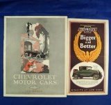 Two Chevrolet brochures, circa 1920's:  Fold-out with listed features and specifications