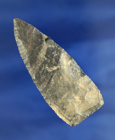 2 11/16" Archaic triangular Knife -very attractive material that is well flaked.  Pettis Co., Missou