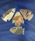 Set of four Nethers Flint Pentagonal Points found in Knox Co.,  Ohio. Largest is 1 7/8