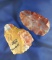 Pair of very colorful Flint Ridge Flint Blades found in Licking and Holmes Co.,  Ohio. One is Ex.  V