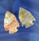 Pair of classic styled Flint Ridge Flint Pentagonal Points found in Licking Co.,  Ohio. Largest is 2