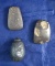 Set of 3 Hematite artifacts including: 2 Celts and a grooved Plummet, largest is 2