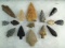Group of 15 assorted midwest and eastern seaboard Arrowheads, largest is 2 15/16
