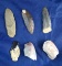 Group of Ohio Hopewell artifacts including 2 Flint Ridge Cores and 4 Bladelets, largest is 2 3/8