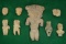 Set of PreColumbian Pottery artifacts from West Mexico including 5 pottery figures, 3 pottery heads