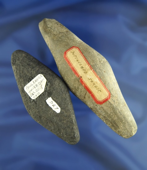 Pair of undrilled Glacial Kame Gorgets. found in Indiana and Delaware Co.,  Ohio. 1 is Ex. Townsend.