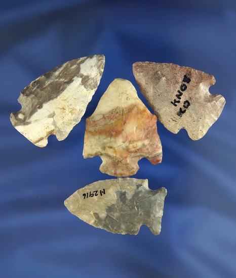 Set of four Nethers Flint Pentagonal Points found in Knox Co.,  Ohio. Largest is 1 7/8".