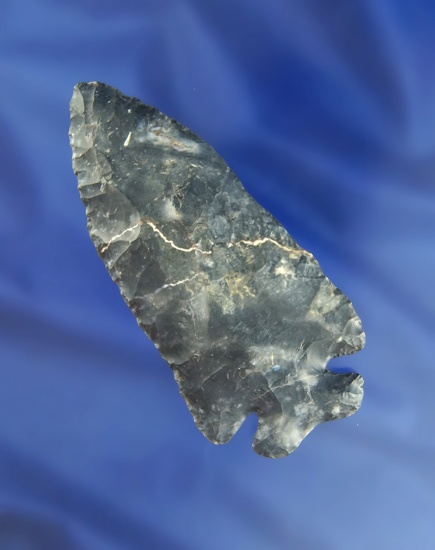 3 7/8" Coshocton Flint Archaic Thebes with nice lightning line found in Ohio. Bennett COA.