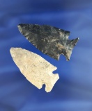 Pair of Intrusive Mound Points found in Richland and Hardin Co.,  Ohio, largest is 2 1/8