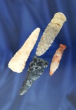 Group of four Flint Drills found in Knox Co.,  Ohio, largest is 2 3/8