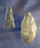 Pair of Coshocton Flint artifacts found in Ohio, largest is 3 1/16