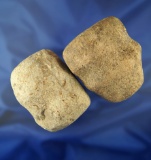 Pair of grooved Hammerstones found in Ohio in good condition, largest is 2 7/8