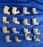 Large group of 16 Clay Pipes.  All are undamaged, a few are seconds.  Includes 6 