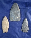 3 nice flint artifacts found in Wayne Co., Ohio, including a Paleo Lance and a Flint Ridge Cornernot