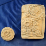Pre Columbian Pair of Pottery Stamps that are very ornate and in Excellent condition.  Mexico.