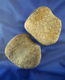 Pair of grooved Hammerstones found in Mercer Co.,  Ohio, largest is 2 3/4