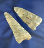 Pair of Indiana Green Flint triangular Knives found in Williams Co., Ohio, Ex. Harlan Snyder Collect
