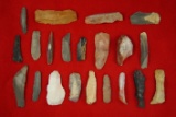 Set of 21 Hopewell Bladelets found in Ohio, largest is 2 1/2