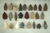 Group of 25 assorted midwest and eastern sea board Arrowheads, largest is 2