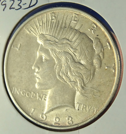1923-D Peace Silver Dollar AU