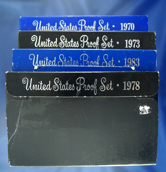 1970, 1973, 1978 andn1983 Proof Sets in Original Boxes
