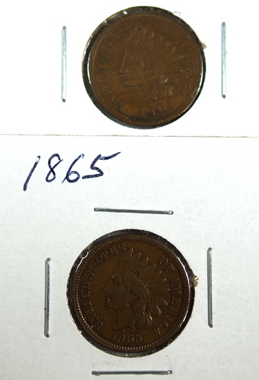 1865 and 1901 Indian Cents VF-XF