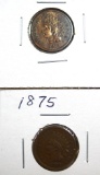 1875 and 1879 Indian Cent VG-VF