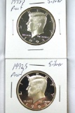 1992-S and 1993-S Silver Proof Kennedy Half Dollars