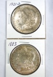 1883 and 1921-D Morgan Silver Dollars VF-XF