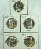 5-1967 40% Silver Kennedy Half Dollars BU
