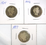 1897, 1902 and 1905 Barber Quarters AG-G