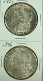 1896 and 1921 Morgan Silver Dollars XF-AU Details
