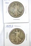 1917-D Obv. And 1918-D Walking Liberty Half Dollars G-G+ Details