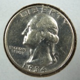 1934-D Washington Silver Quarter AU Details