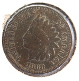 1868 Indian Cent F+ Details
