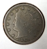 1884 Liberty V Nickel F+