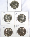 5-1967 Kennedy 40% Silver Half Dollars BU