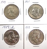 1949, 1951, 1952 and 1959-D Franklin Half Dollars XF-BU