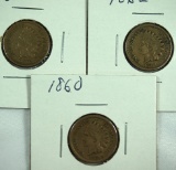 1860, 1862 and 1863 Copper Nickel Indian Cents F-VF