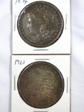 1896 and 1921 Morgan Silver Dollars XF Details