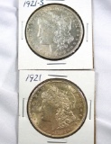1921 and 1921-S Morgan Silver Dollar XF-AU