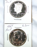 1964 and 2011-S Silver Proof Kennedy Half Dollars