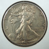 1938-D Walking Liberty Half Dollar Choice VF+