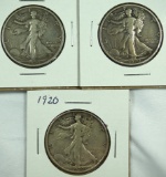 1920 1920-D and 1920-S Walking Liberty Half Dollars F-VF