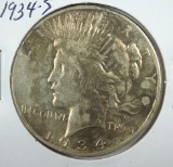 1934-S Peace Silver Dollar VF Details